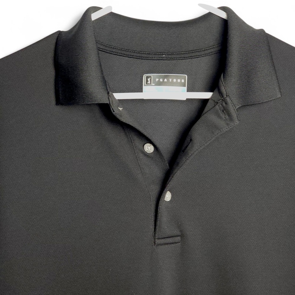PGA Tour Airflux UPF 15 Short Sleeve Polo Shirt Men's Size M Black - Picture 3 of 7